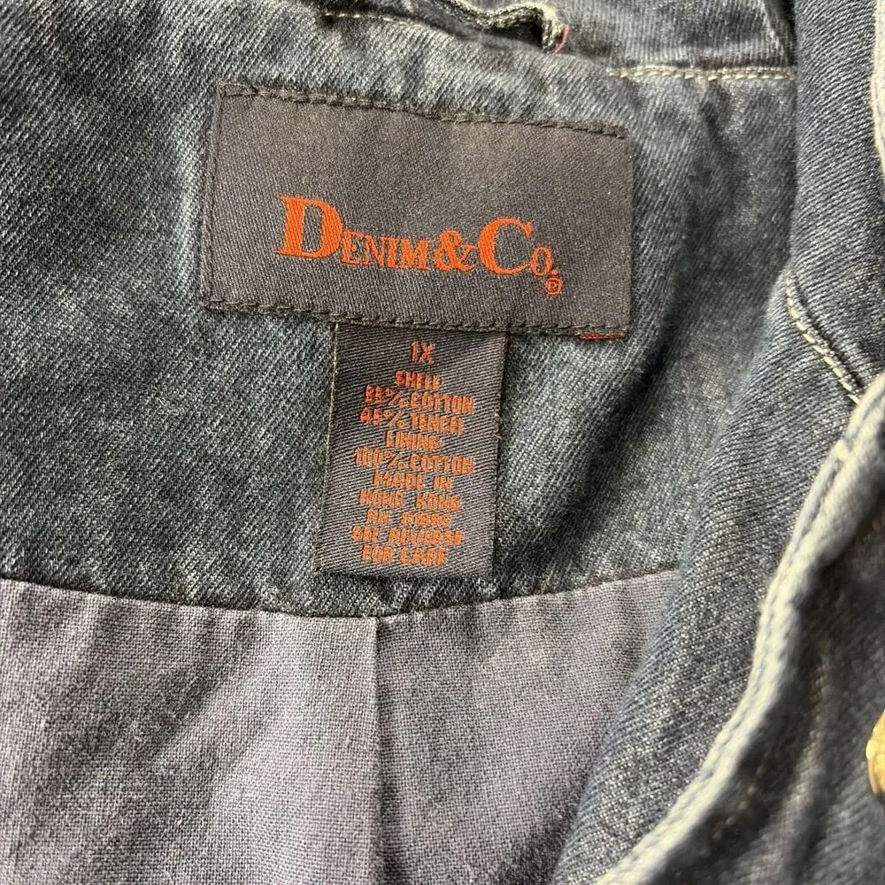 Vtg Denim& Co . Denim Chore Hooded Jacket Size 1x